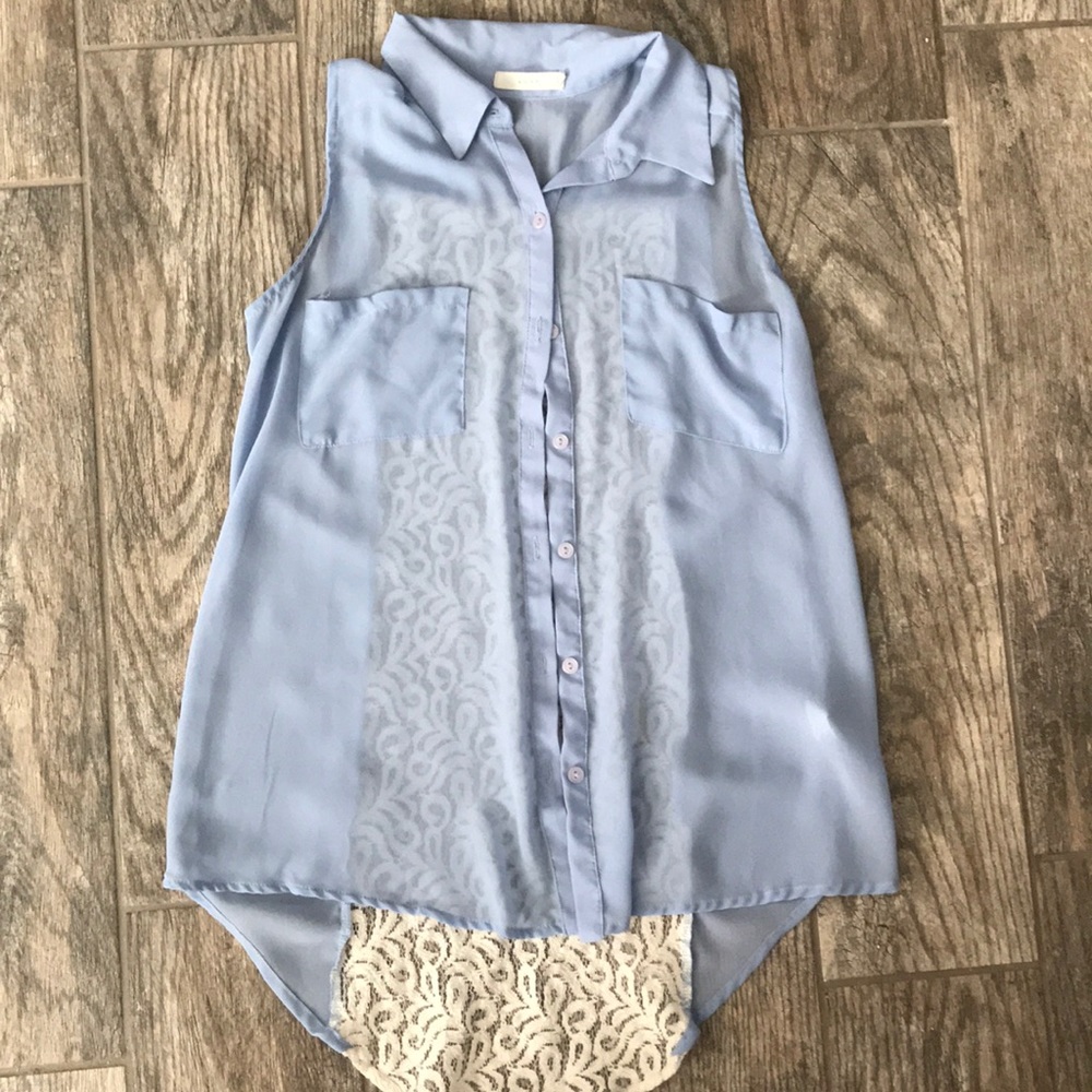 Blue with lace tank top
